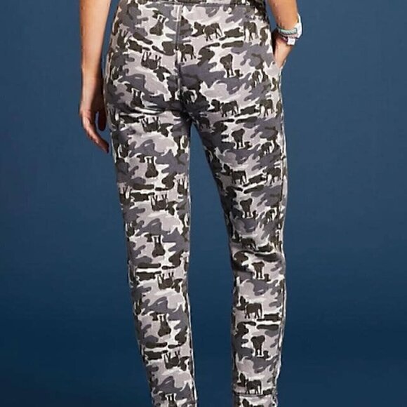 IVORY ELLA Camo Slim Fit Jogger Pants Gray Olive Distressed Pull On Drawstring - Picture 3 of 14